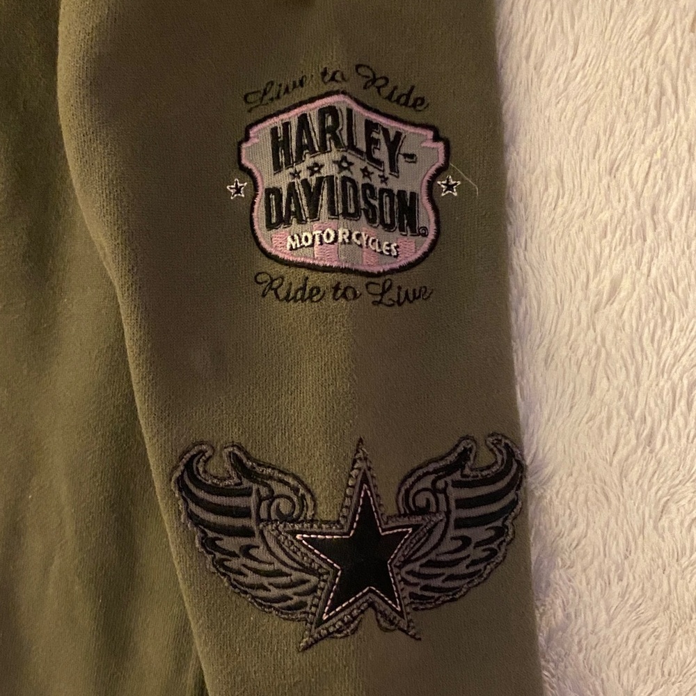 Harley-Davidson Olive Green Military Inspired Cotton Jacket - Picture 5 of 6